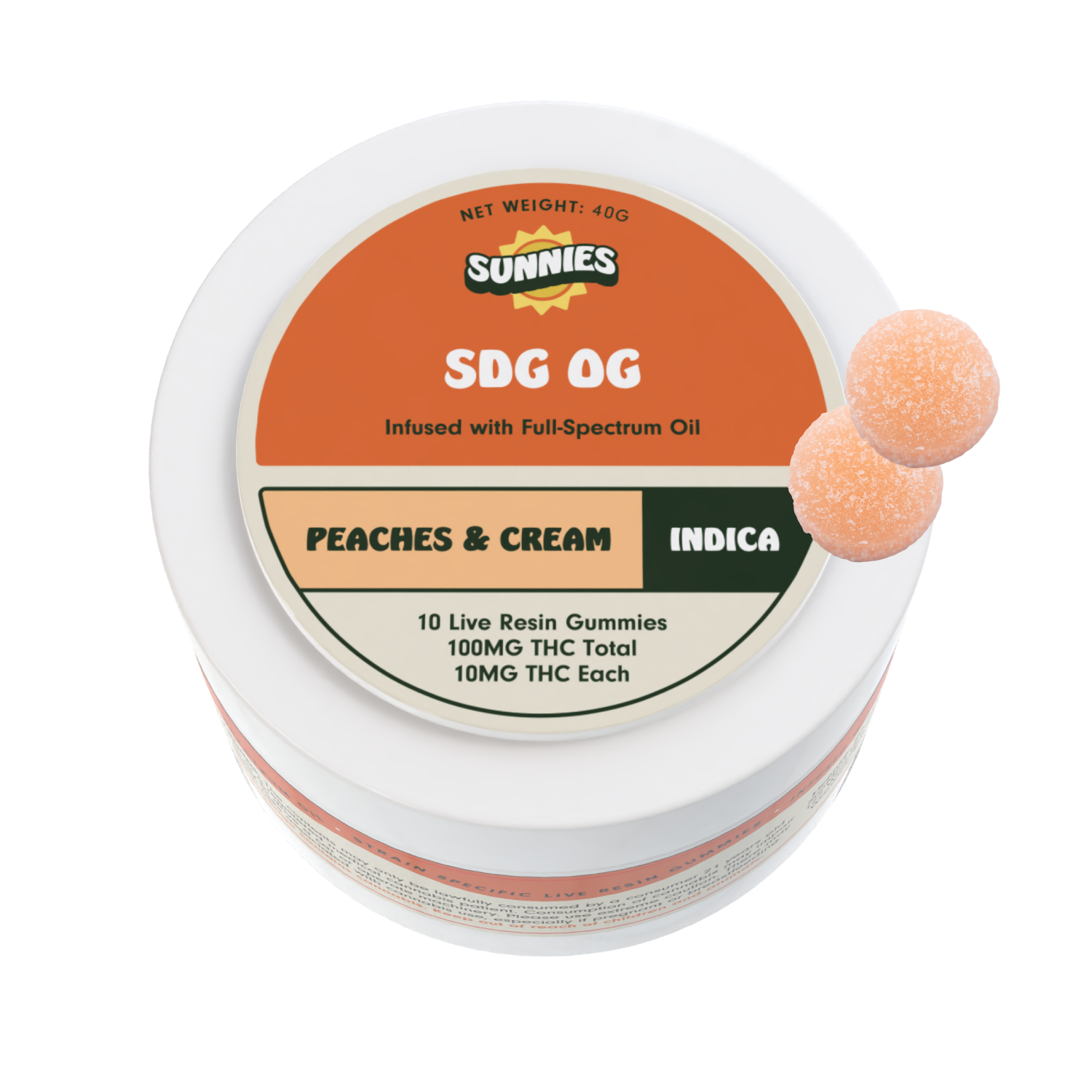Live Resin Gummies: SDG OG I Peaches & Cream 10mg