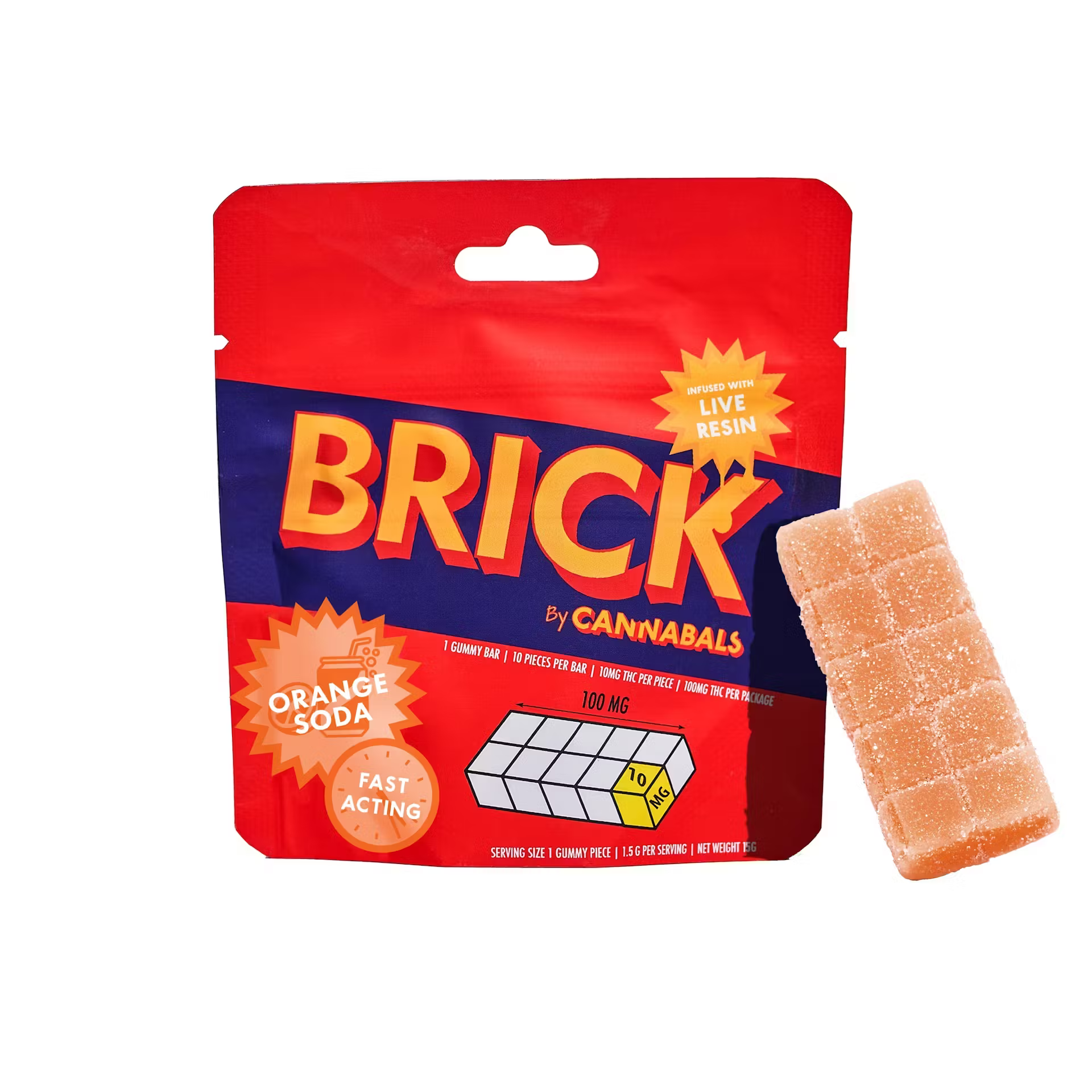 Cannabals | Orange Soda | Live Resin Brick Gummies 10 pcs 100mg