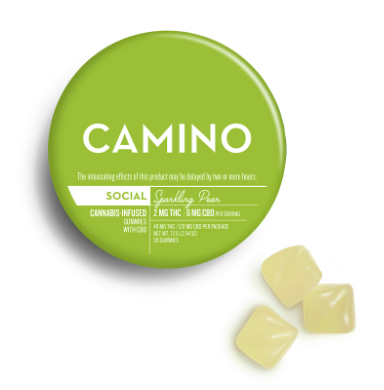 Camino - 'Social' Sparkling Pear Gummies (40mg THC : 120mg CBD) 20-Pack