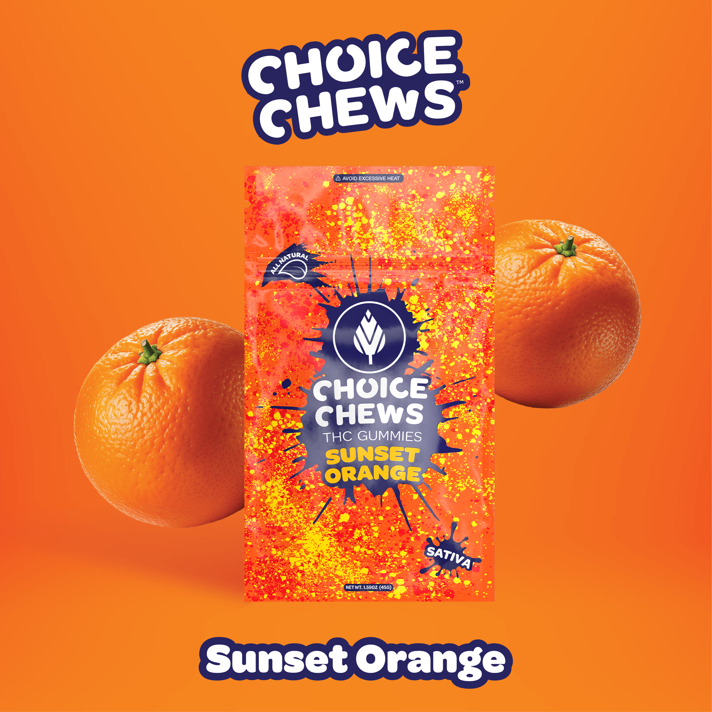 Choice Chews | Sunset Orange Sativa Gummies | 100mg