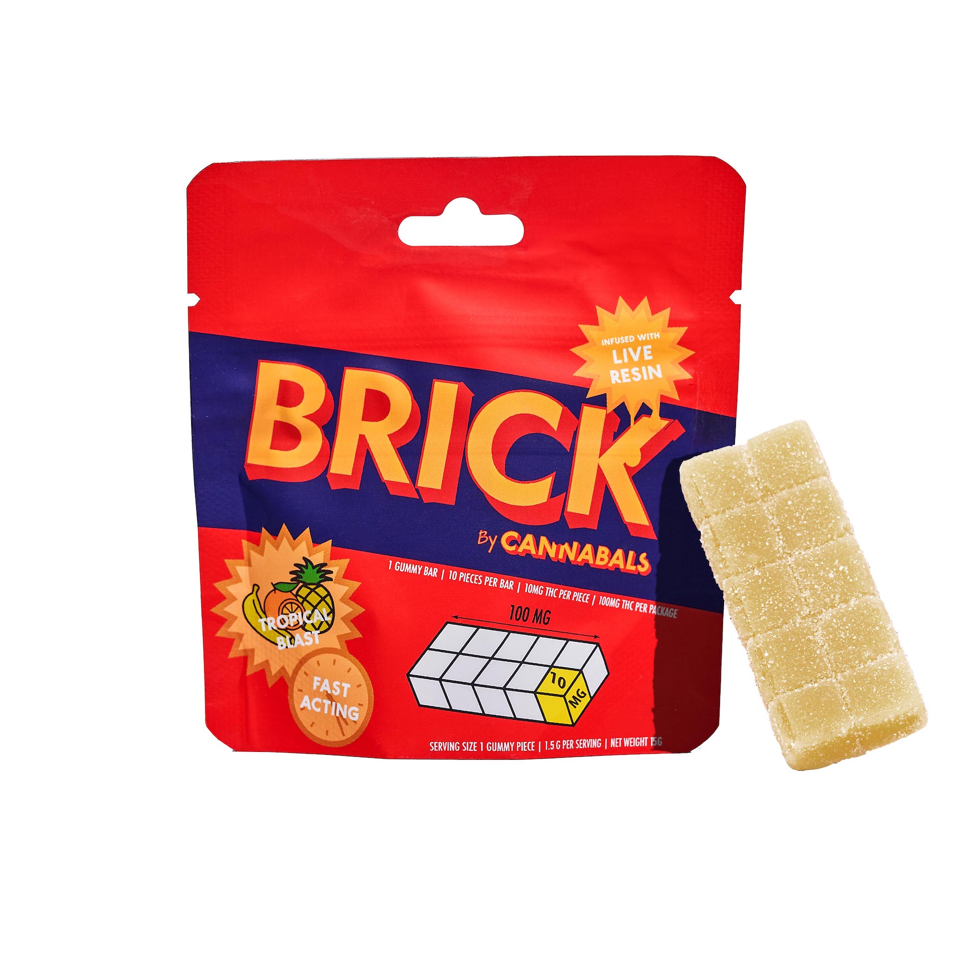 Cannabals | Tropical Blast | Live Resin Brick Gummy | 100mg | .1g by Cannabals - edibles cannabis product