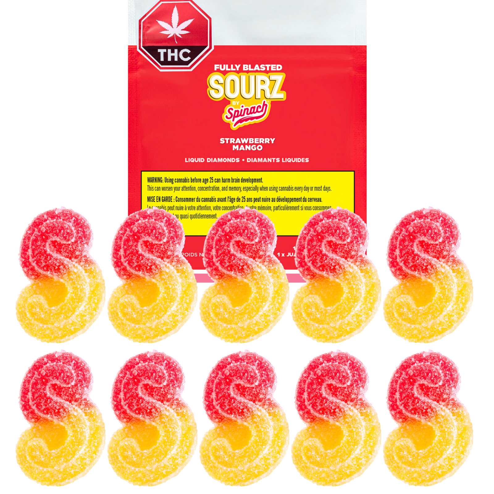 Fully Blasted Strawberry Mango Gummies 10x10mg Pack | 100mg