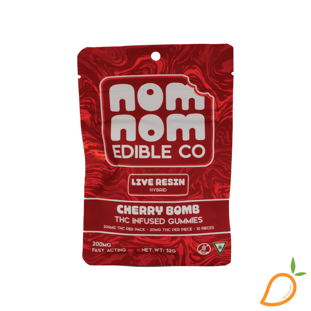 200mg Cherry Bomb Live Resin Gummies Nom Nom
