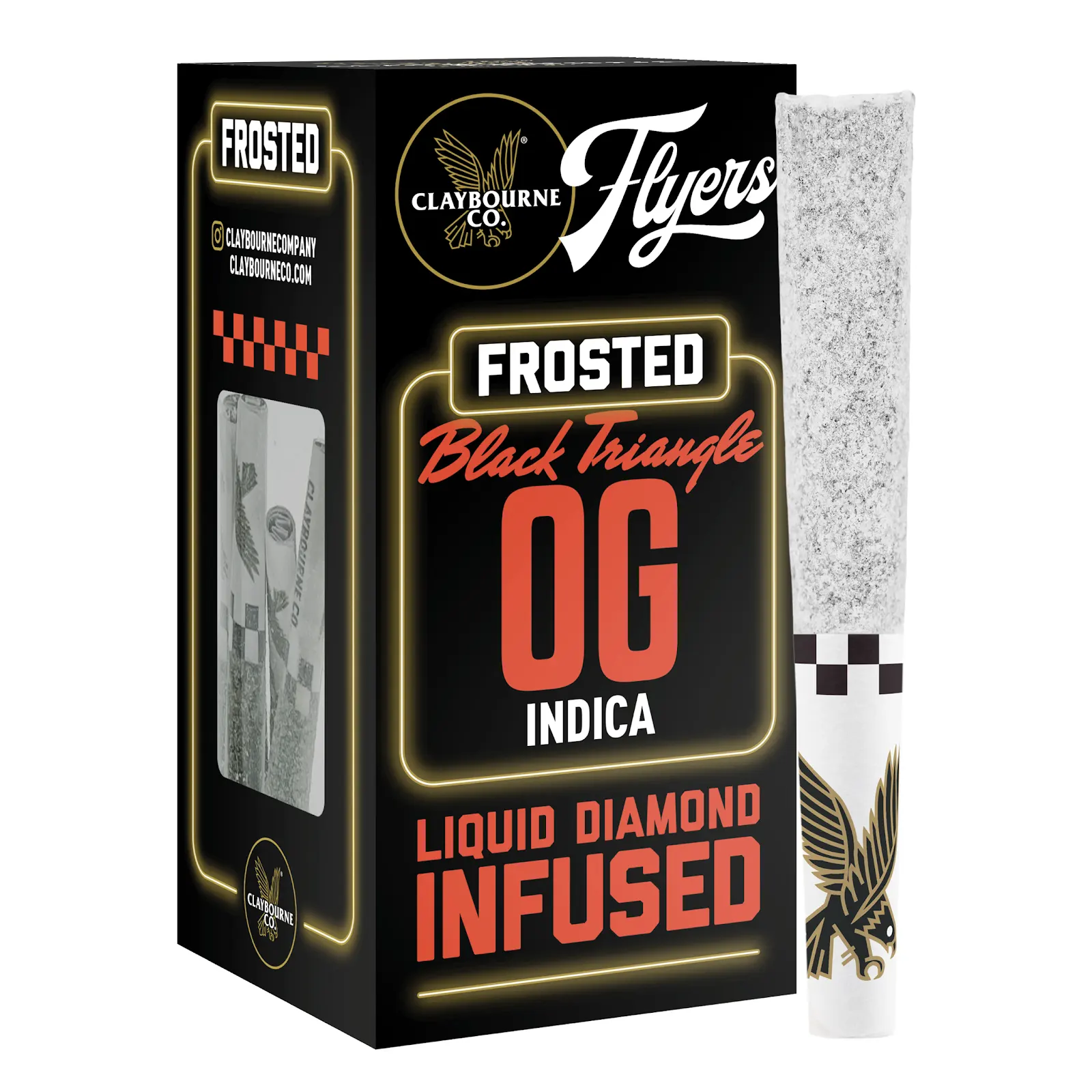 Claybourne Co. | Frosted Flyers | Diamond Infused and Coated 0.5g 5pk Prerolls | Black Triangle OG