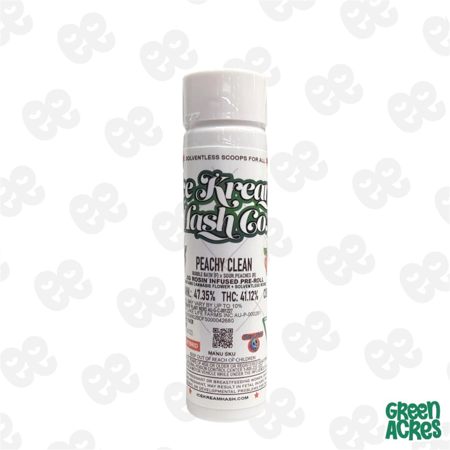 Ice Kream Hash Co: Peachy Clean Solventless Rosin .5G Preroll