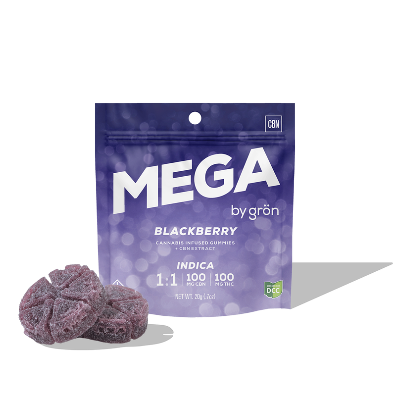 Blackberry Gummy Mega 1:1 CBN/THC - (I) - 100mg 10pk