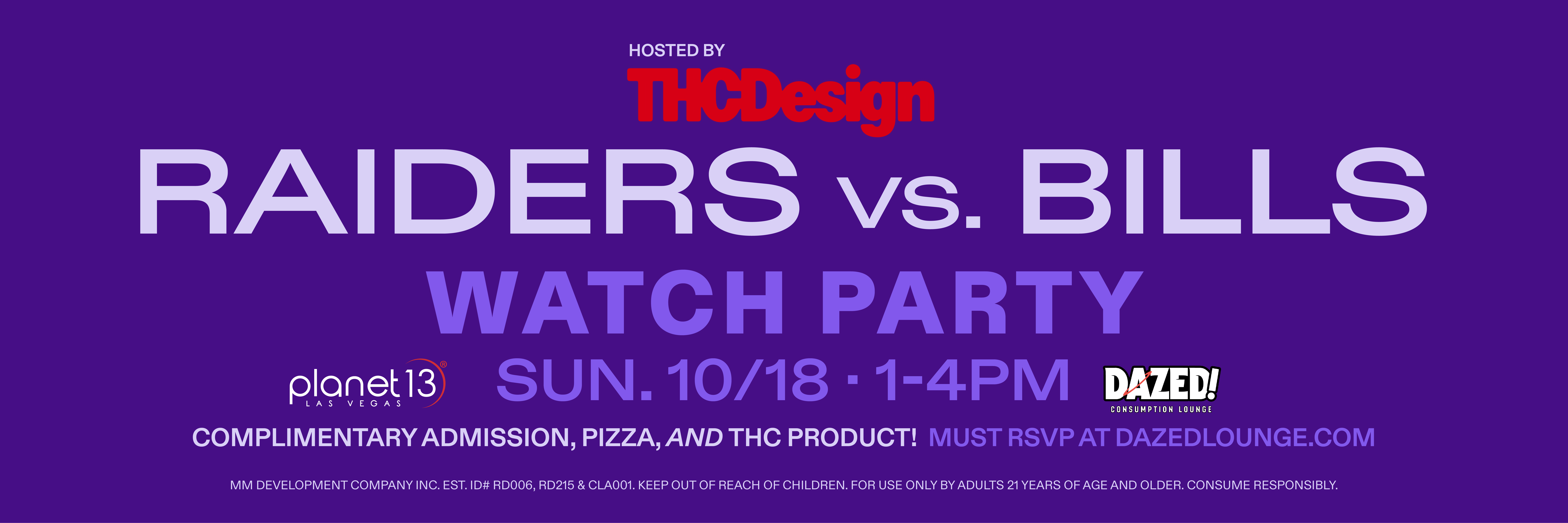 Raiders VS Bills watch party 10/18 1-4pm