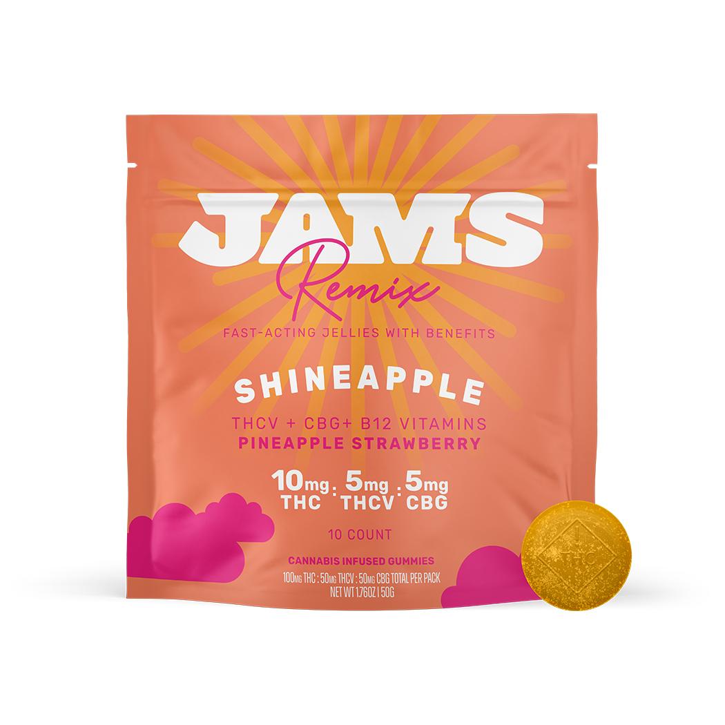 Remix | Gummies | 10pk | Sativa | Shineapple | Pineapple Strawberry Jellies | Fast Acting | 100mg THC : 50mg THCV : 50mg CBG + Vitamin B12
