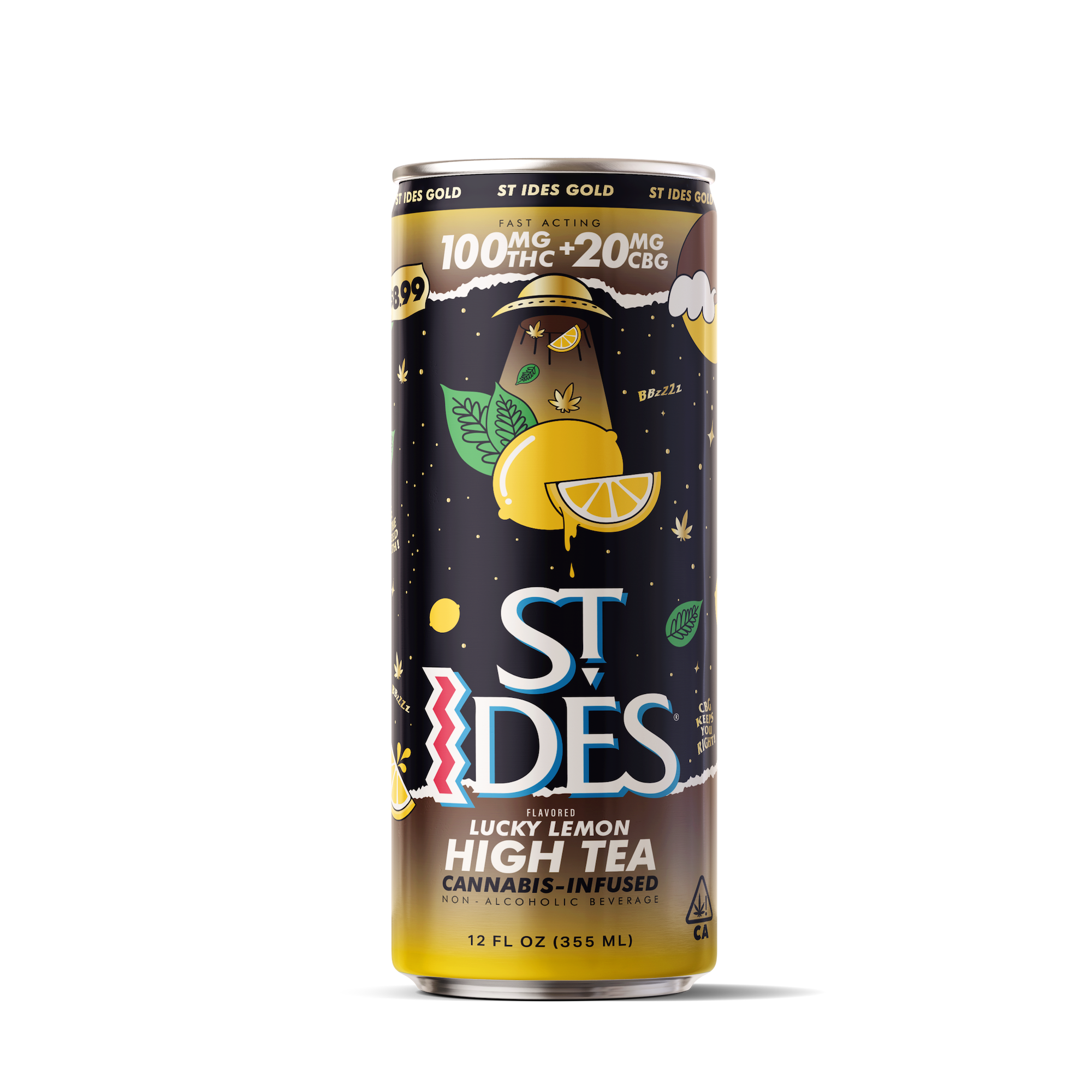 ST IDES - Lucky Lemon High Tea 5:1 THC:CBG - Infused Beverage - 12oz/100mg
