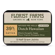 Live Resin Infused Preroll | Dutch Hawaiian (S) | .5g Total) 5 pack | Florist Farms
