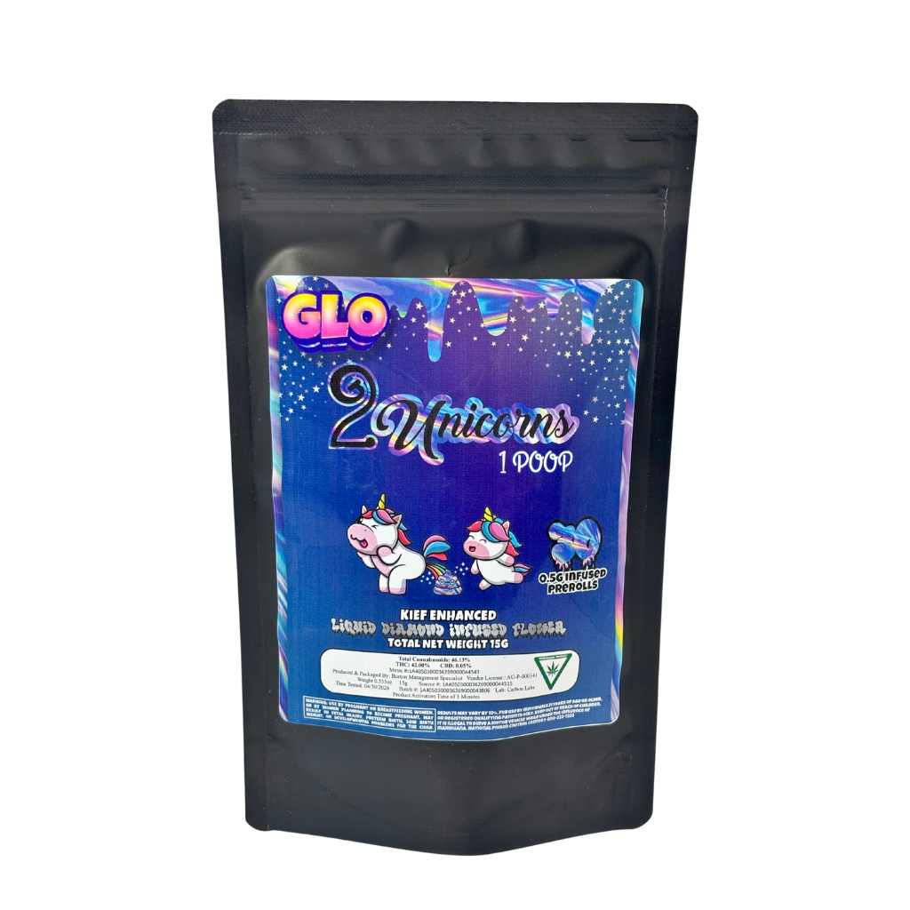 GLO | 2 UNICORNS 1 POOP | INFUSED PREROLL PACK | .5G X 30CT