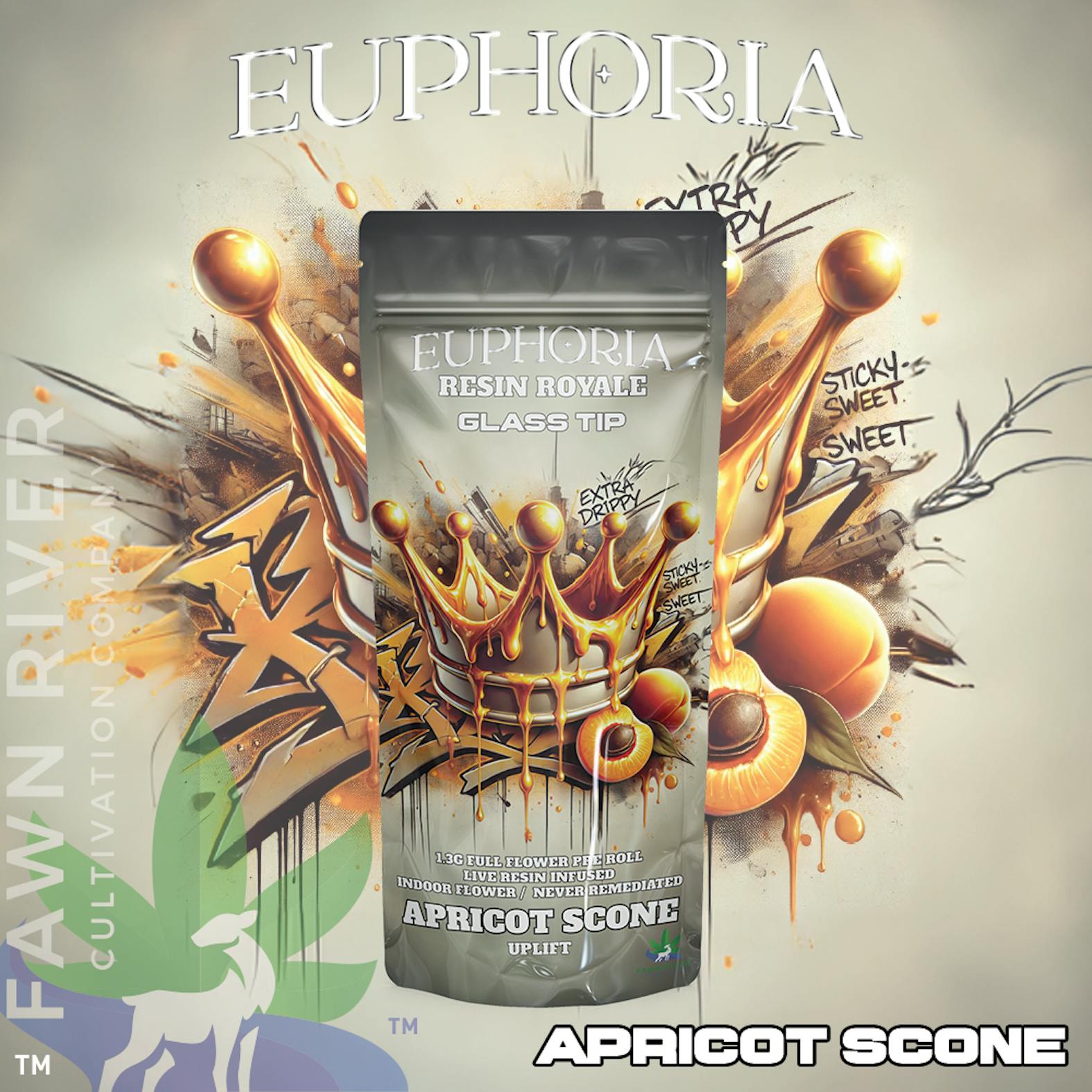 Euphoria | Apricot Scone | 1.3g FF Live Resin Infused Glass Tipped Preroll