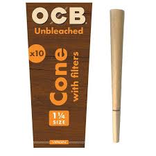 OCB Virgin Unbleached Cones 1 1/4 10 pack