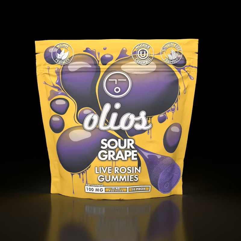 olio - Sour Grape Solventless Live Rosin Gummies 10pk - 100mg