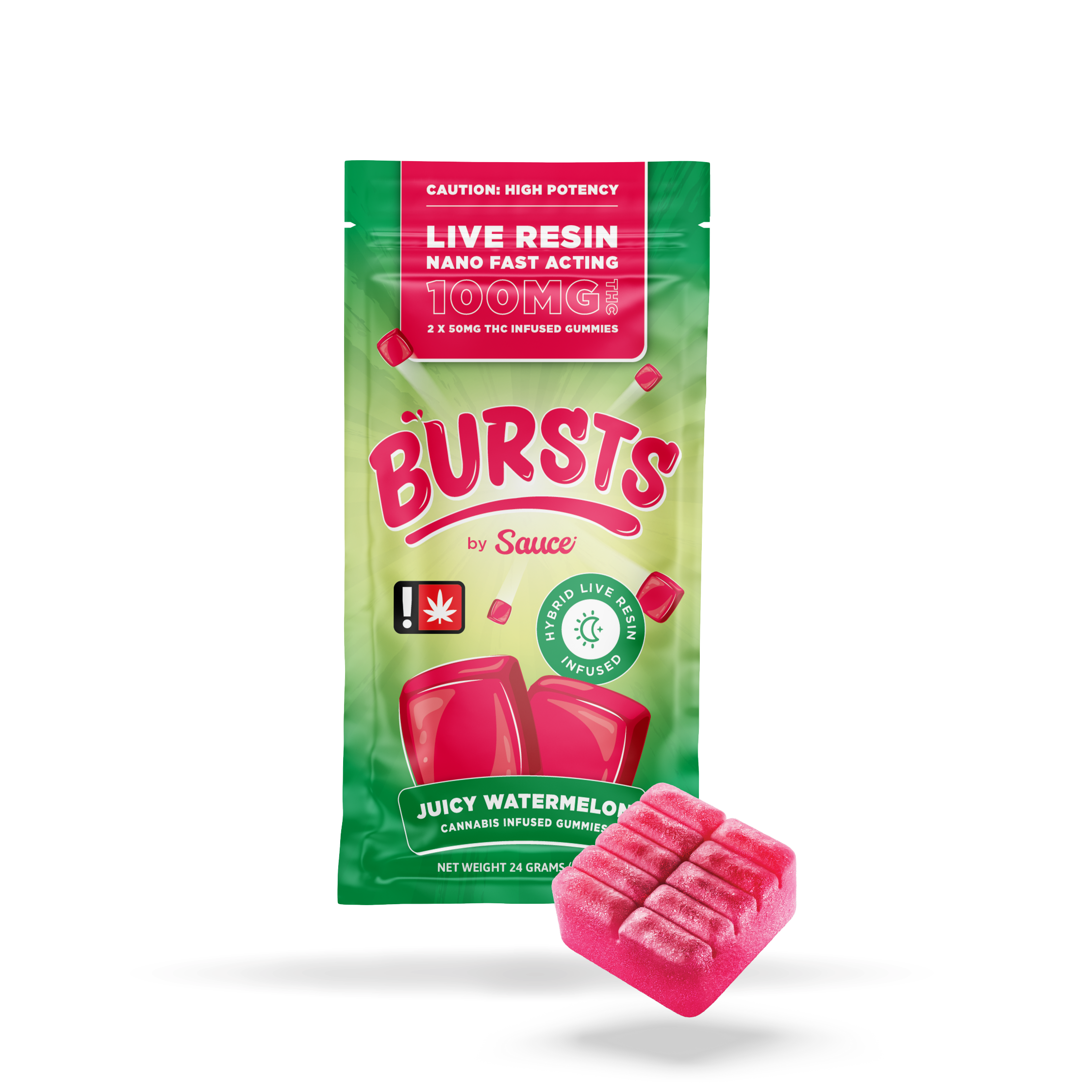 Juicy Watermelon - Live Resin Infused Bursts - 100MG