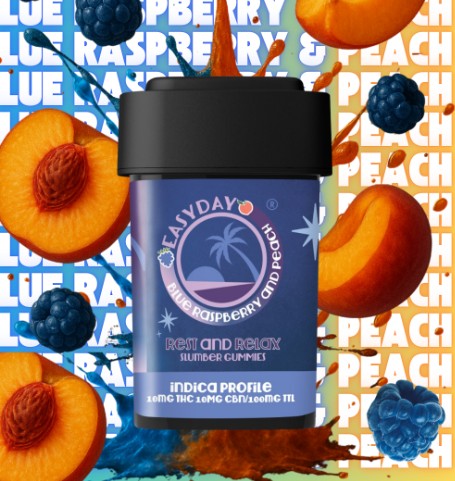 Blue Raspberry & Peach 100MG 1:1 CBN Gummies (10mgx10)