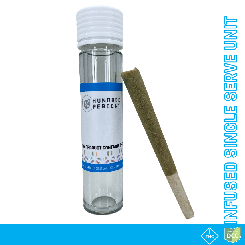 Hundred Percent Labs | Afghan Kush/Funk Mountain | 1g Bubble Hash Infused Pre Roll