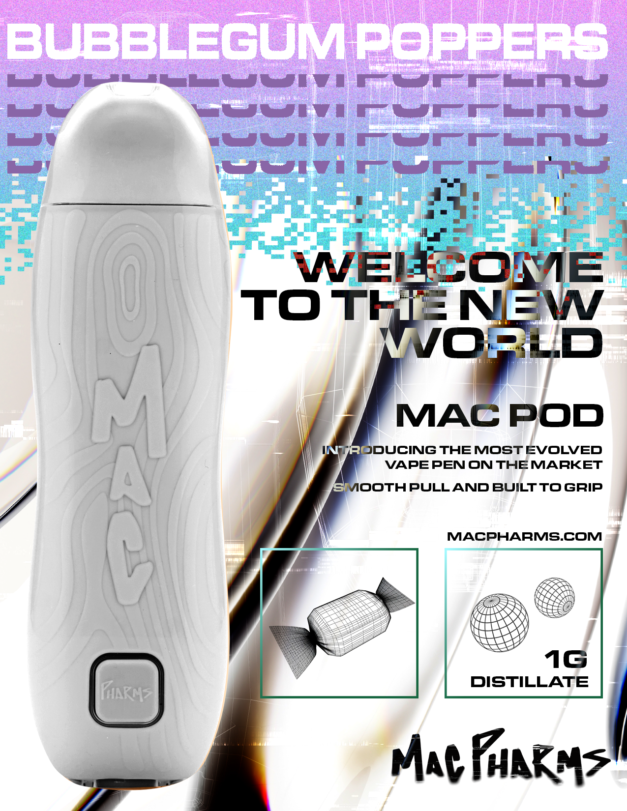 MAC OILS - BubbleGum Poppers 1g Disposable