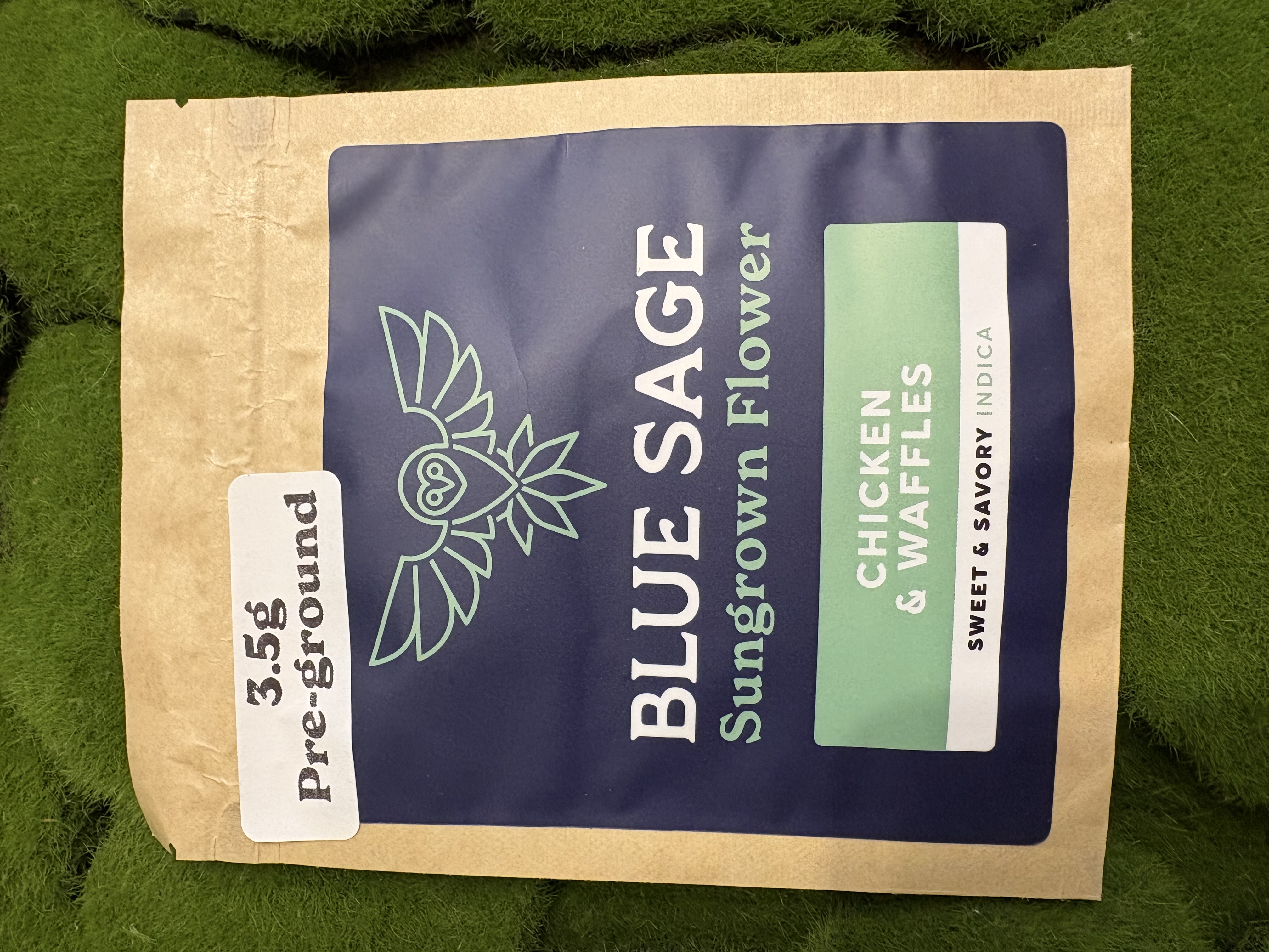 Pre Ground Flower | Chicken & Waffles | Blue Sage - 1/8oz in Vergennes