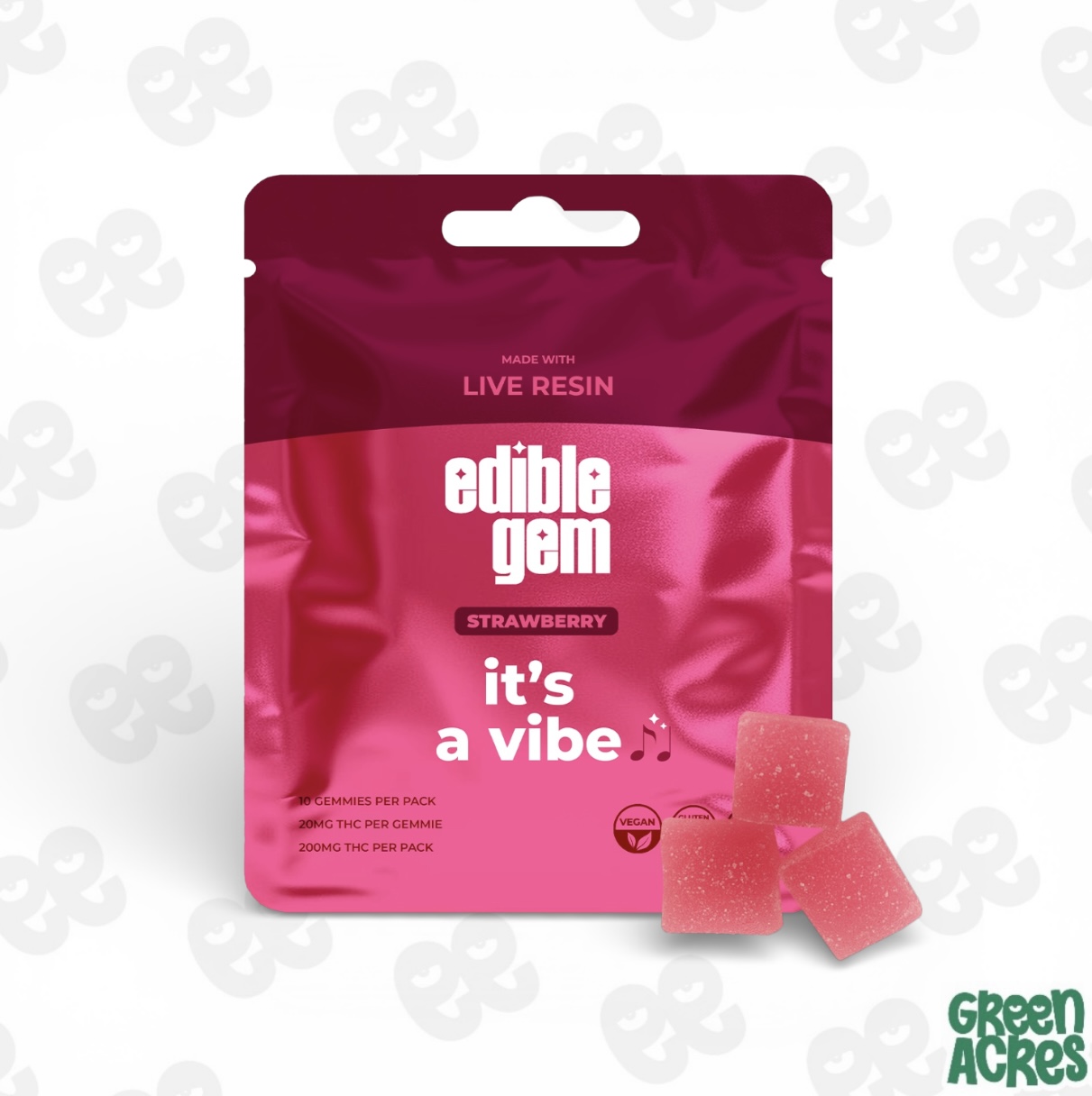 Edible Gem: Strawberry 200MG Live Resin Gummies (10x20mg)