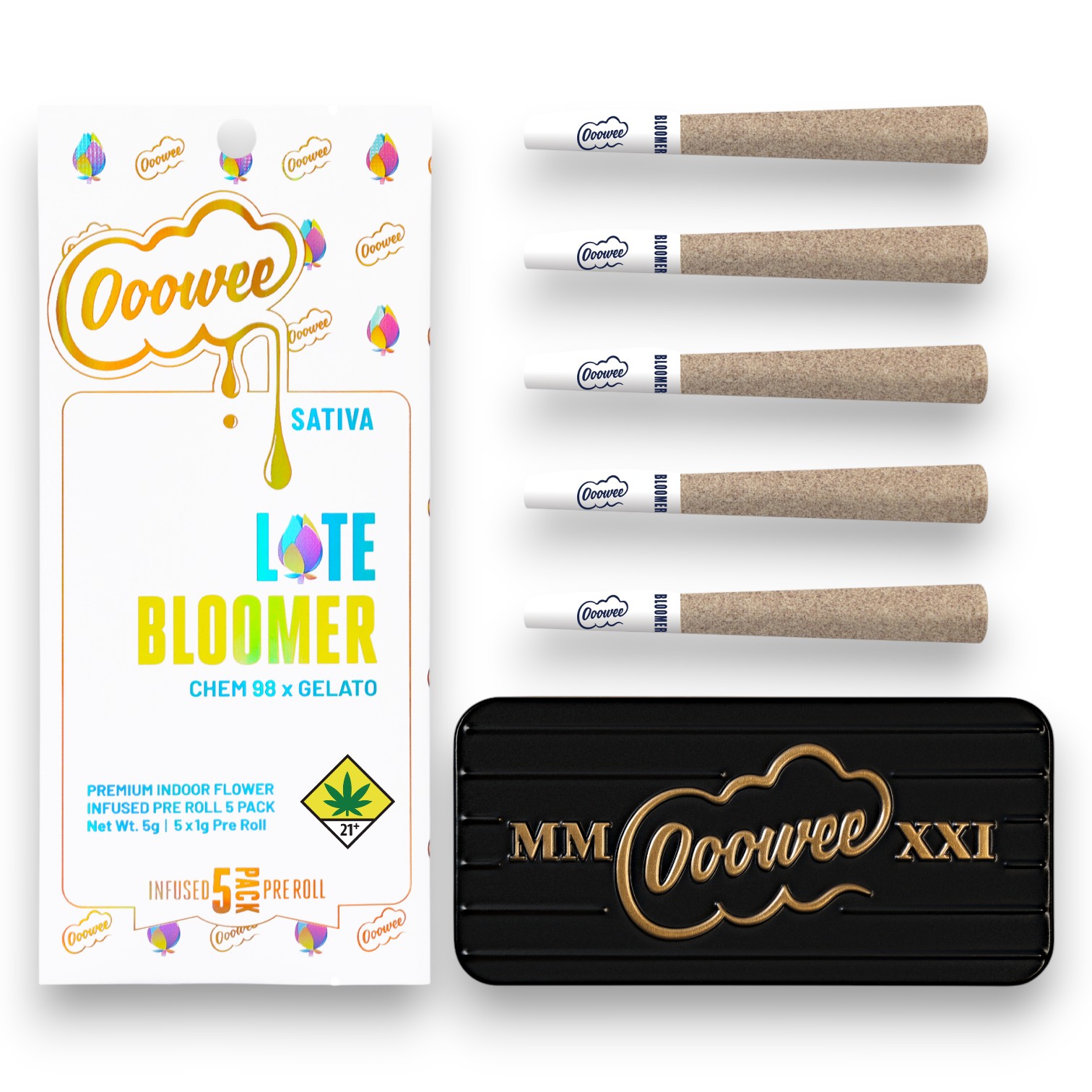 Ooowee Infused Pre-Roll 5pk 5g - Late Bloomer
