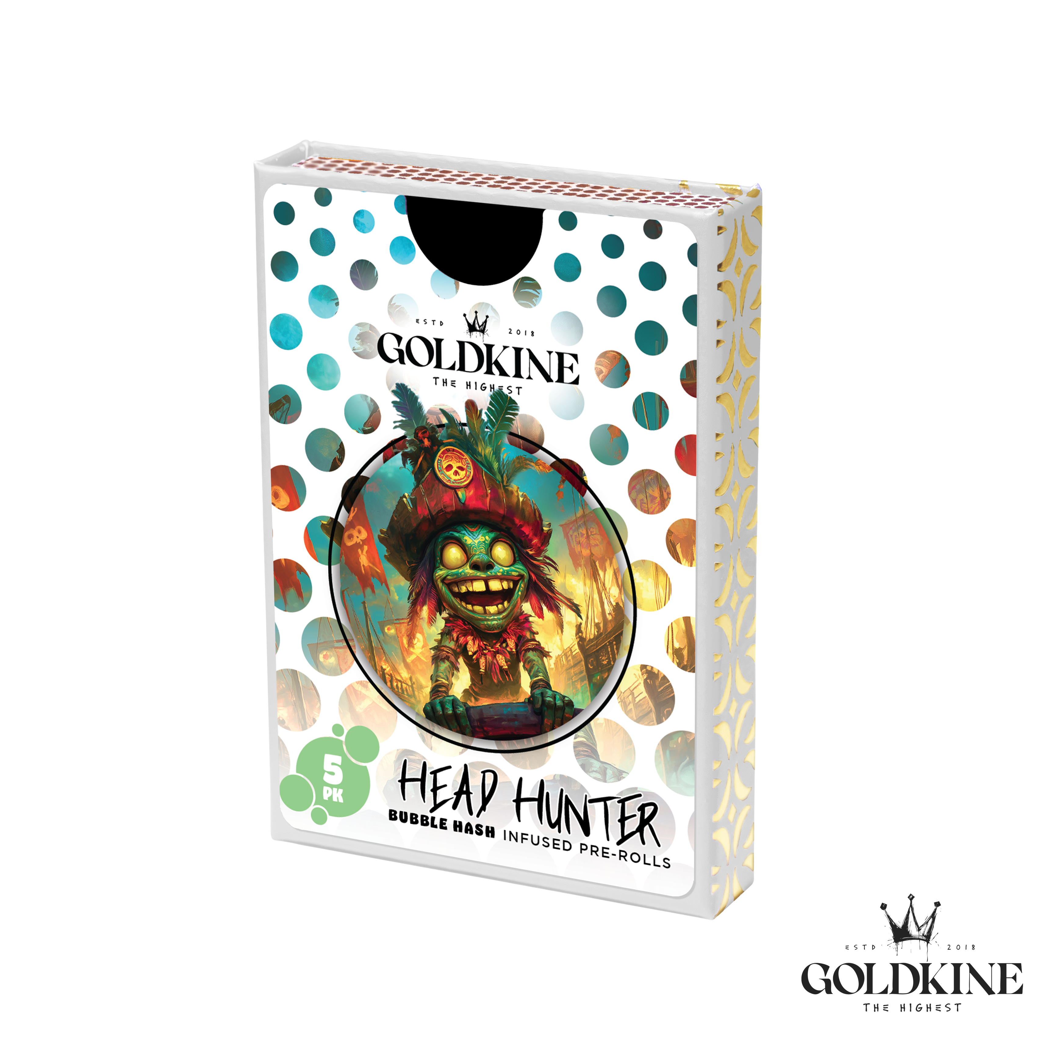 Goldkine | Head Hunter | Bubble Hash Infused Pre-Roll 5 Pack