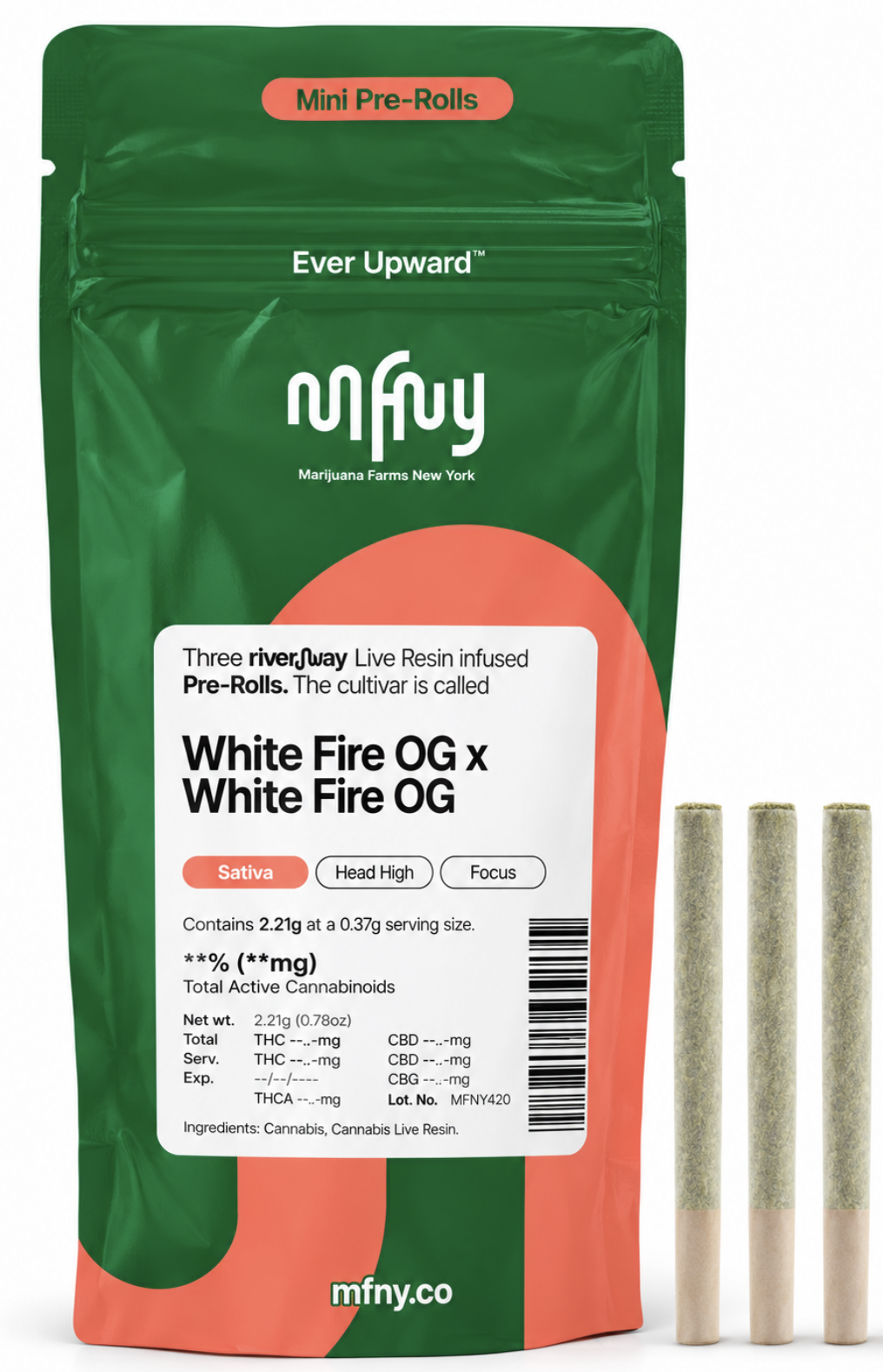 MFNY | Pre-Roll | White Fire OG x White Fire OG | Live Resin | 3pk | 2.25g