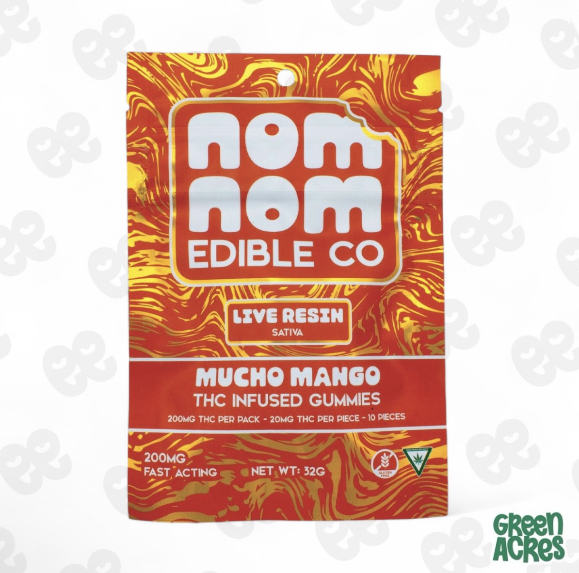Nom Nom: Mucho Mango Live Resin  200MG Gummies