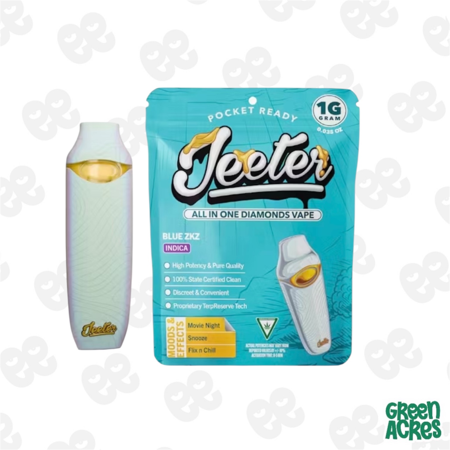 Blue ZKZ - Jeeter All In One Diamonds Vape | Pocket Ready | 1g | Indica
