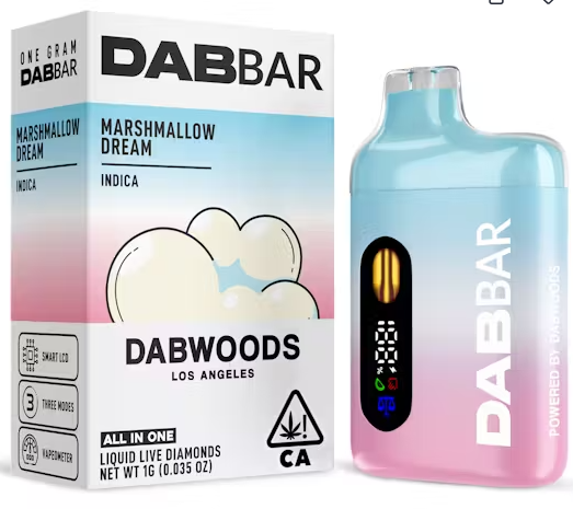 Dabwoods DABBAR 2.0 Marshmallow Dream Indica Liquid Live Diamonds All-In-One