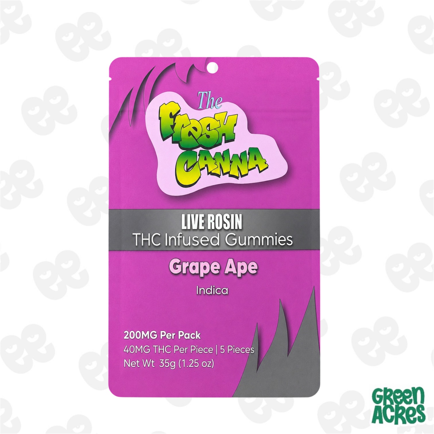 Fresh Canna: Grape Ape 200MG Live Rosin Gummies (5x40mg)