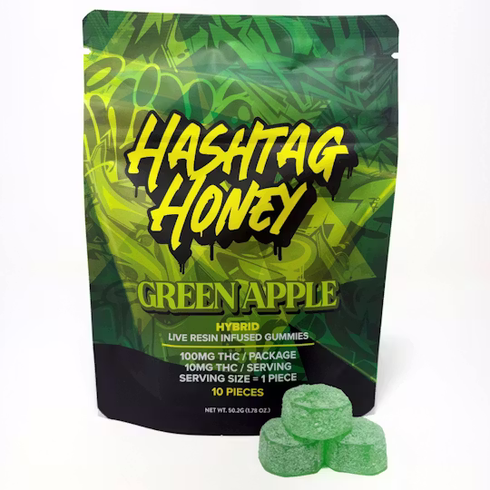 Hashtag Honey | Green Apple | 100mg live resin gummies (H)