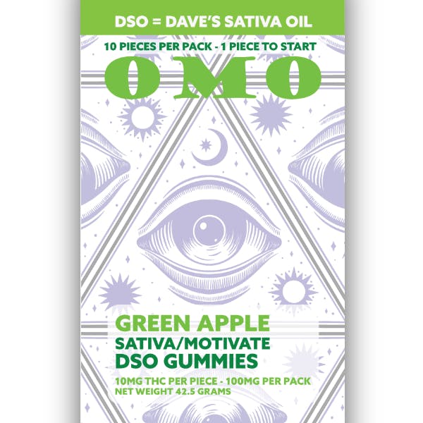 OMO LABS - GREEN APPLE - 100MG - DSO GUMMIES - SATIVA