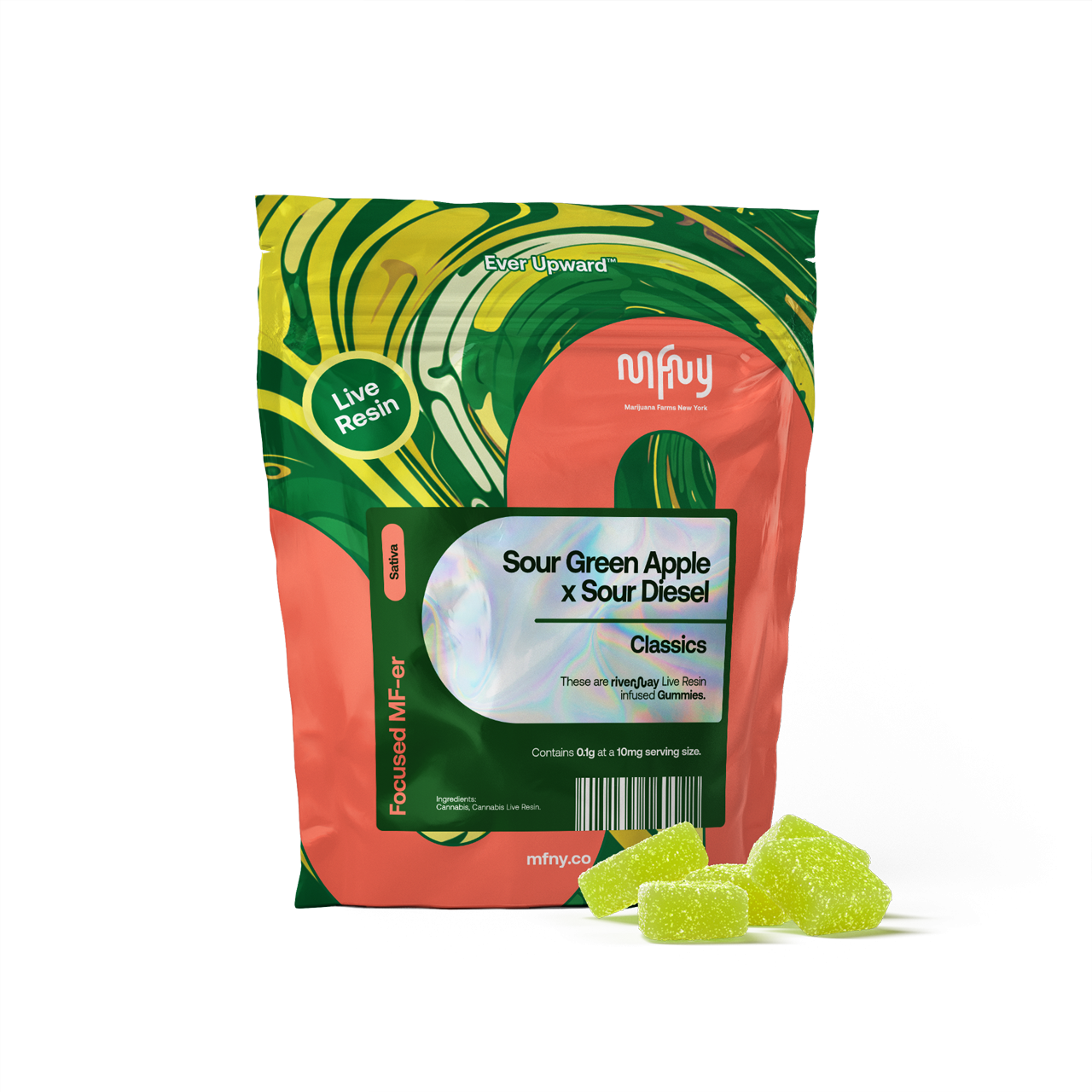 Sour Green Apple x Sour Diesel Live Resin Gummies | 10 pk