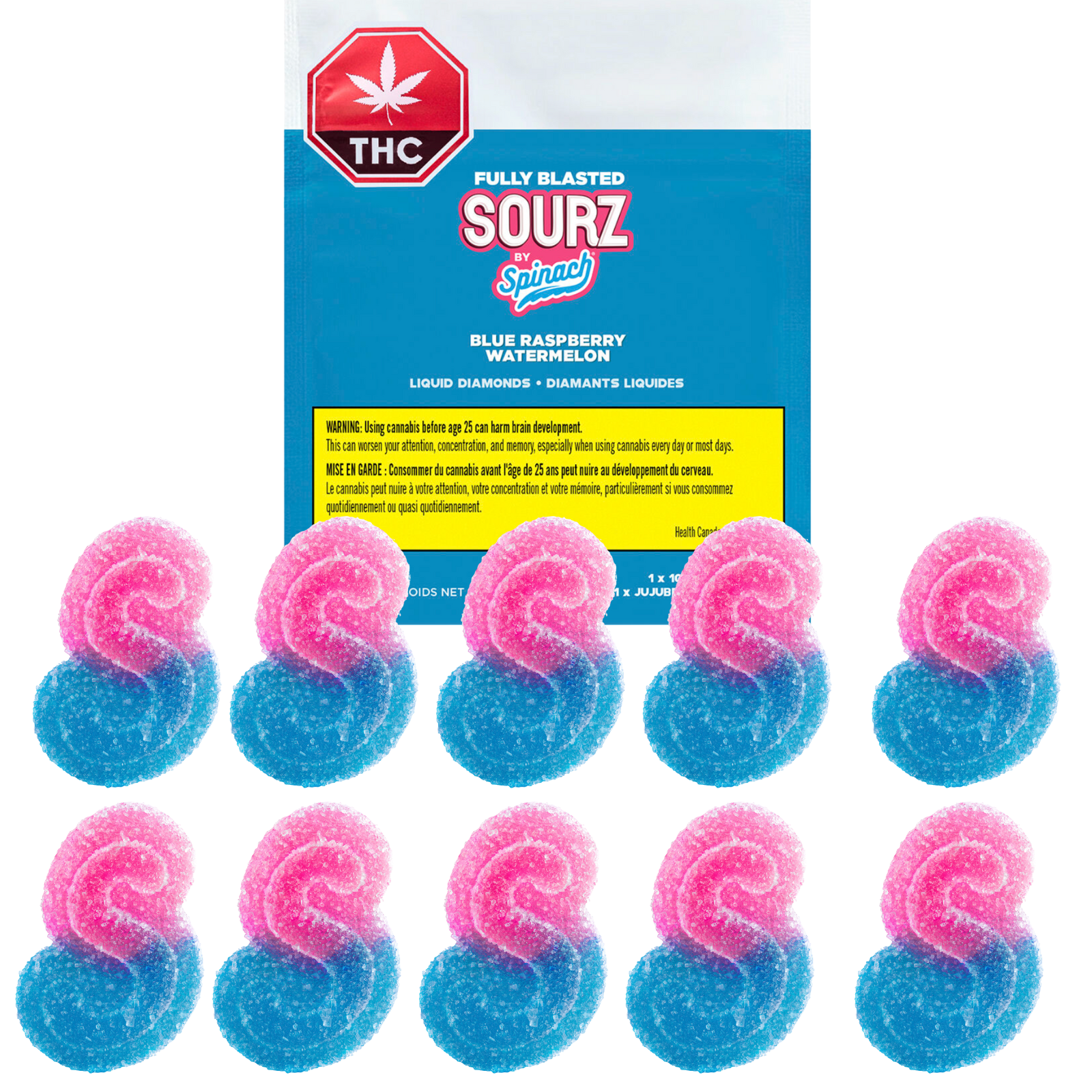 Fully Blasted Blue Raspberry Watermelon Gummies 10x10mg Pack | 100mg