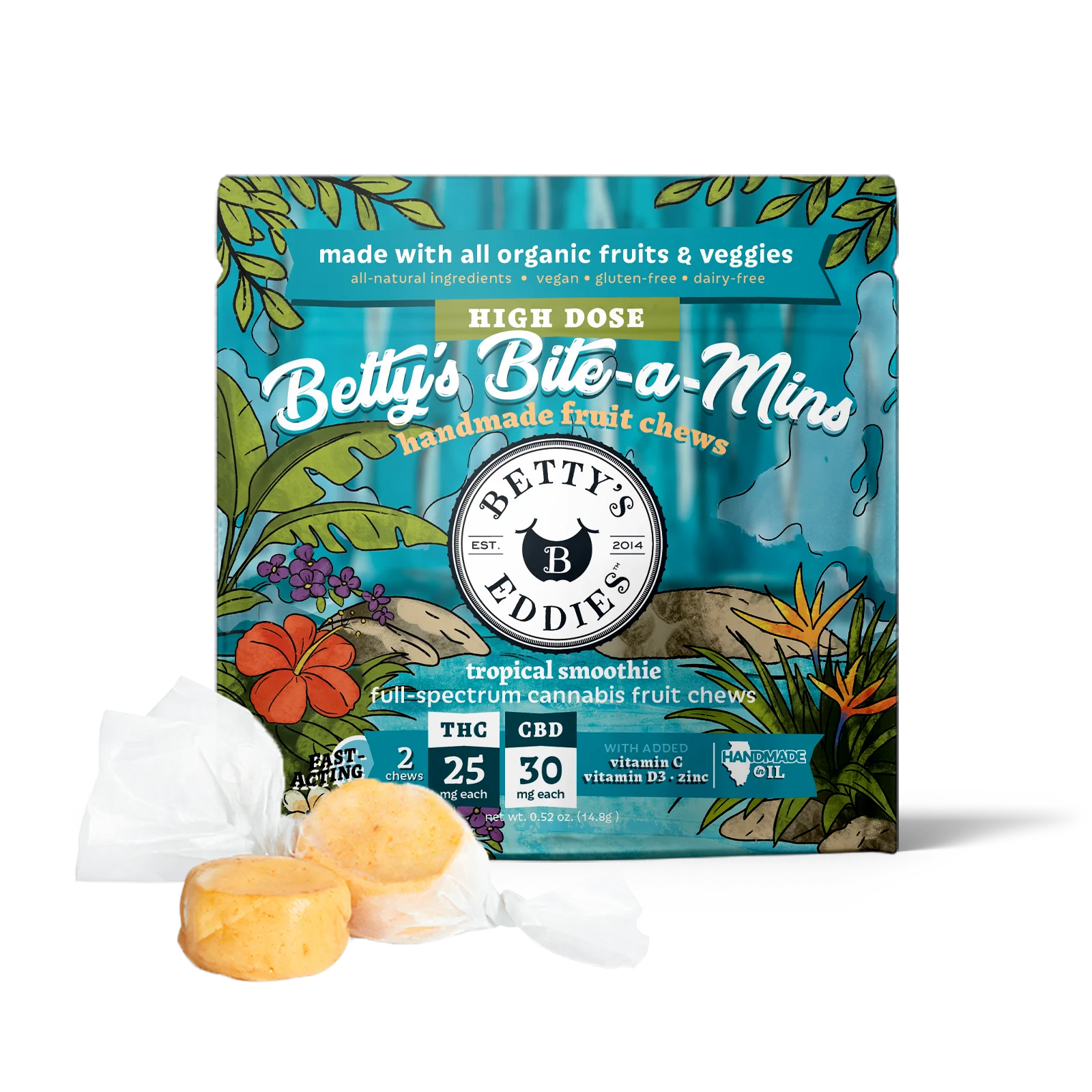 Betty's Bite-a-Mins Tropical Smoothie Fruit Chews 5:6 THC:CBDs 2pk