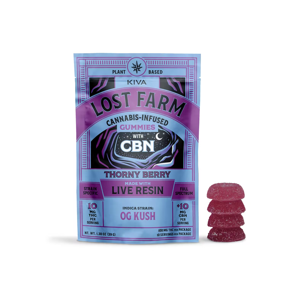 Lost Farm | Thorny Berry x OG Kush | Live Resin 1:1 THC/CBN Gummies 10PK