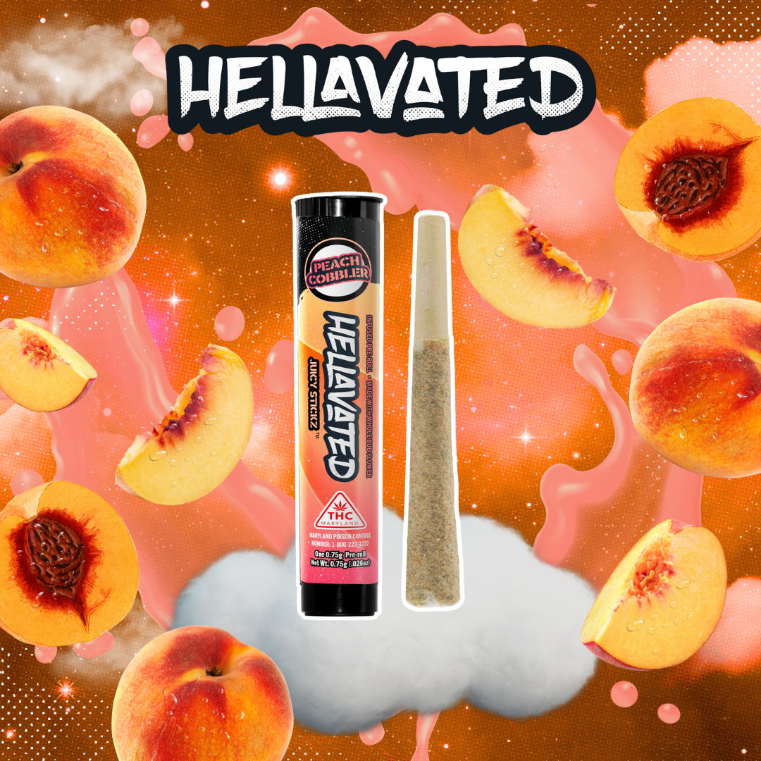 Hellavated Juicy Stickz - Peach Cobbler Infused PreRoll - 0.75g
