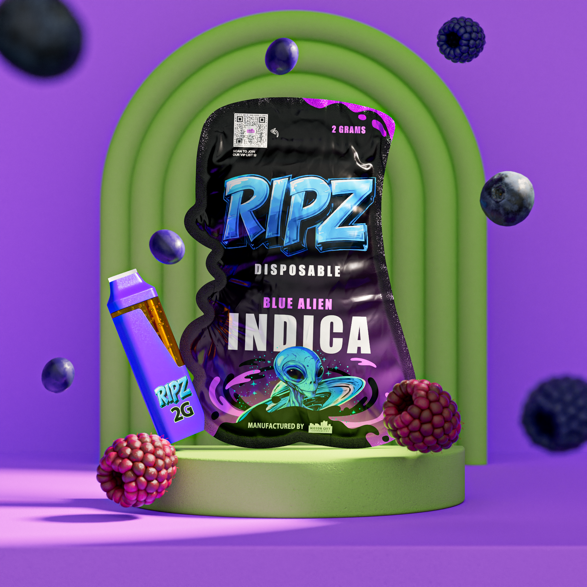 BLUE ALIEN | INDICA | DISPOSABLE VAPE | 2G | REC