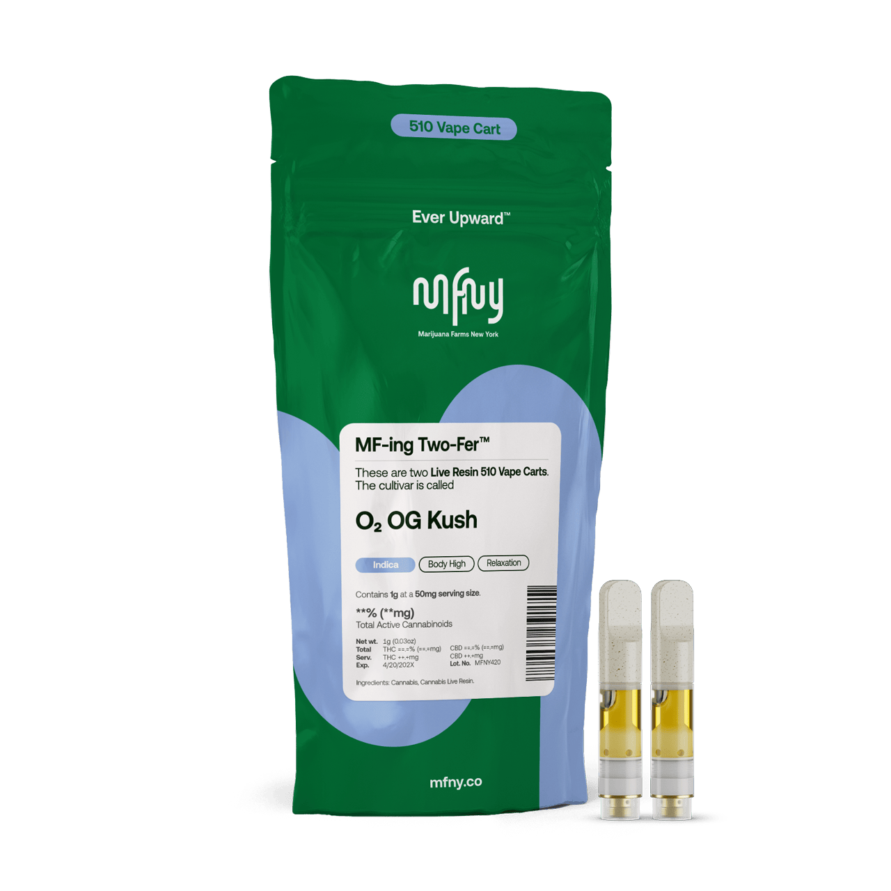 O2 OG Kush Live Resin 510 Cart Two-Fer | .5g | 2pk