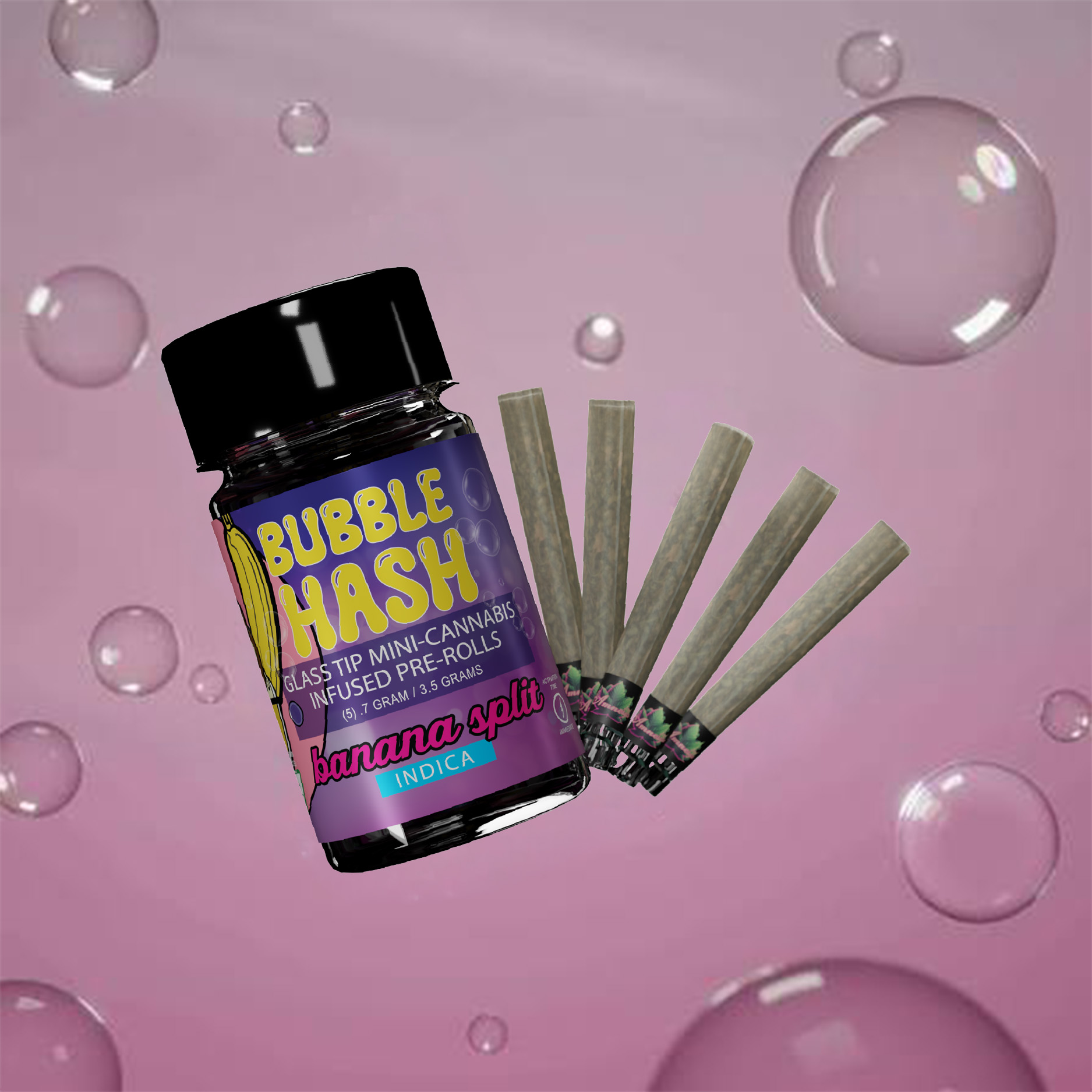 Amnesia | 0.7g - 5pk (3.5g) Infused Preroll Pack | Banana Split