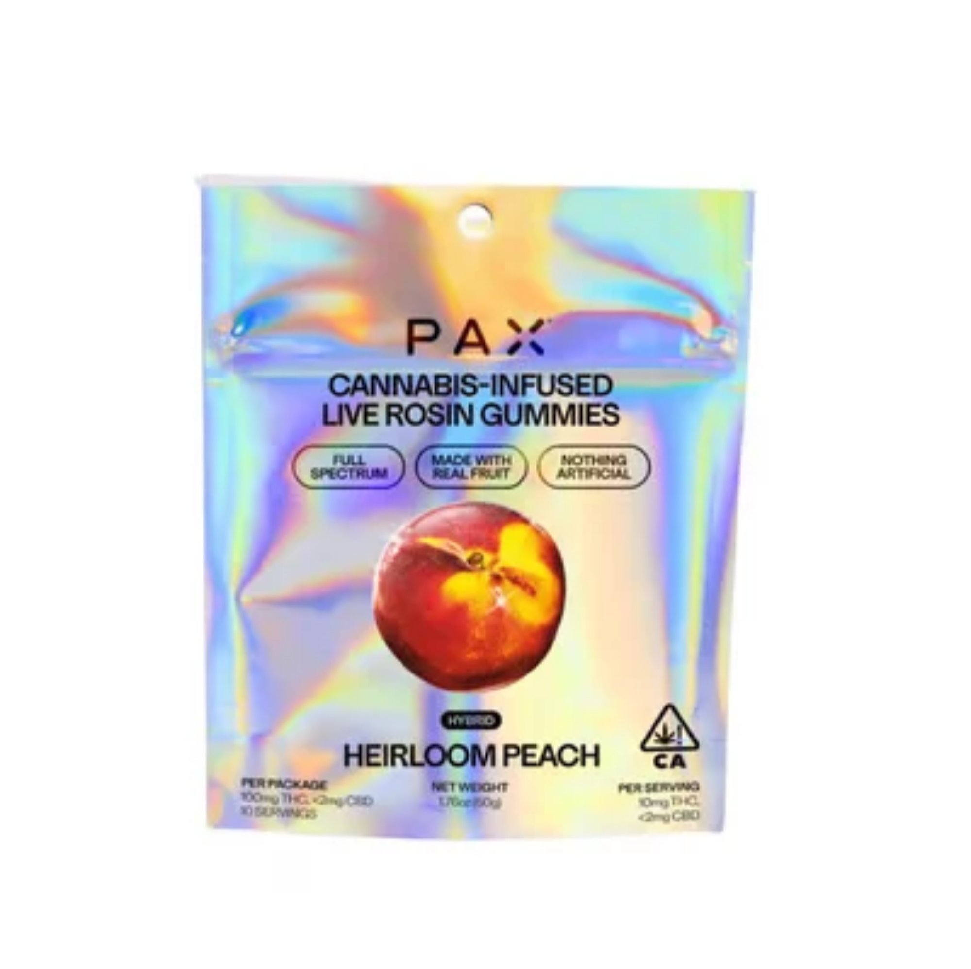 PAX  Heirloom Peach 10pk 10mg Live Rosin Gummies