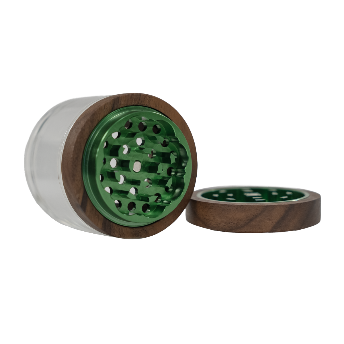 Wooden Grinder + Glass Storage Jar