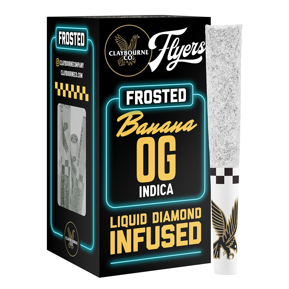 Claybourne Co. | Frosted Flyers | Diamond Infused and Coated 0.5g 5pk Prerolls | Banana OG