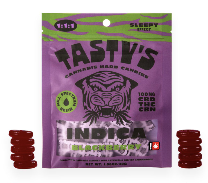 1:1 THC:CBN Blackberry Hard Candies | 100mg