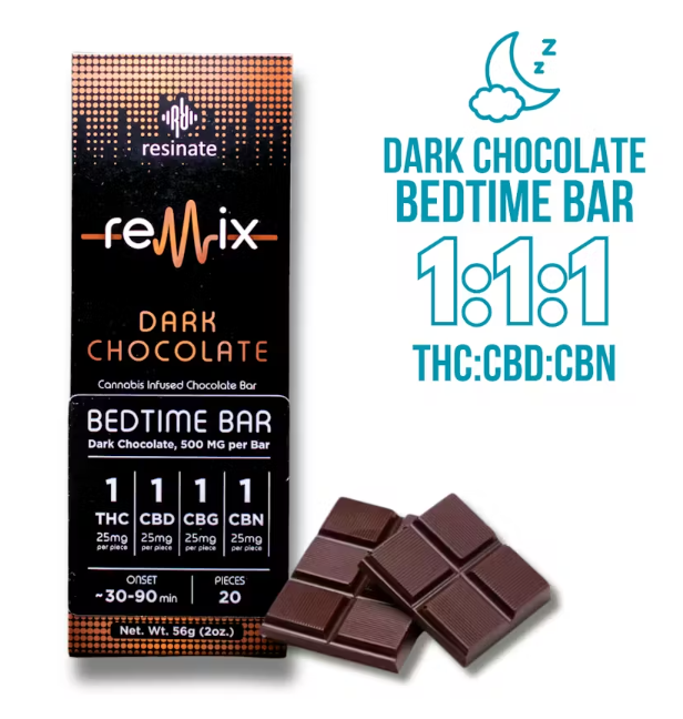 1:1:1 (THC:CBD:CBN) Bedtime Dark Chocolate Bar | 5mg 20pk