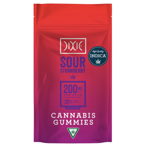 Dixie Sour Strawberry Indica Gummies 200mg THC
