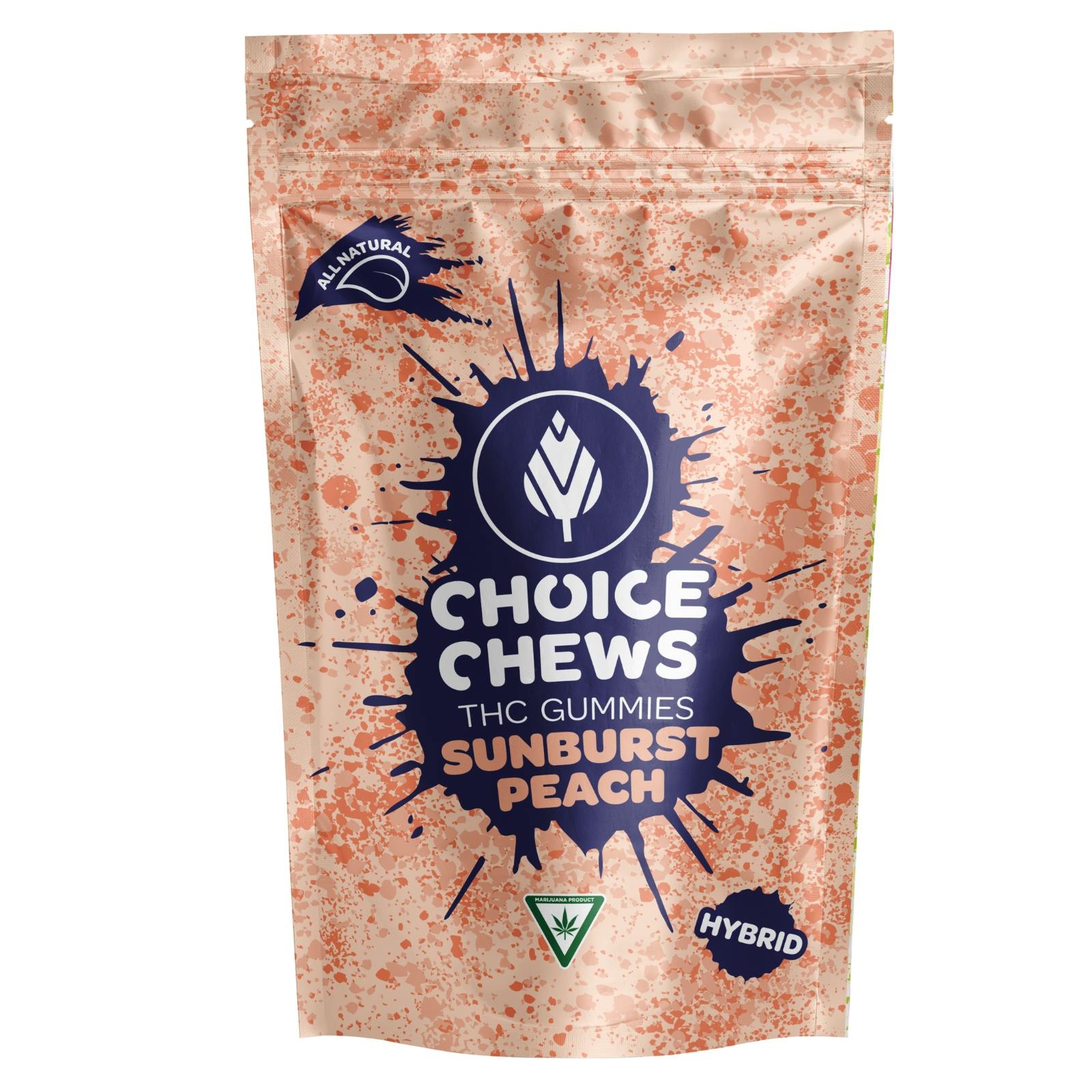 Choice Chews -  Sour Sunburst Peach Gummies (Indica)  200mg