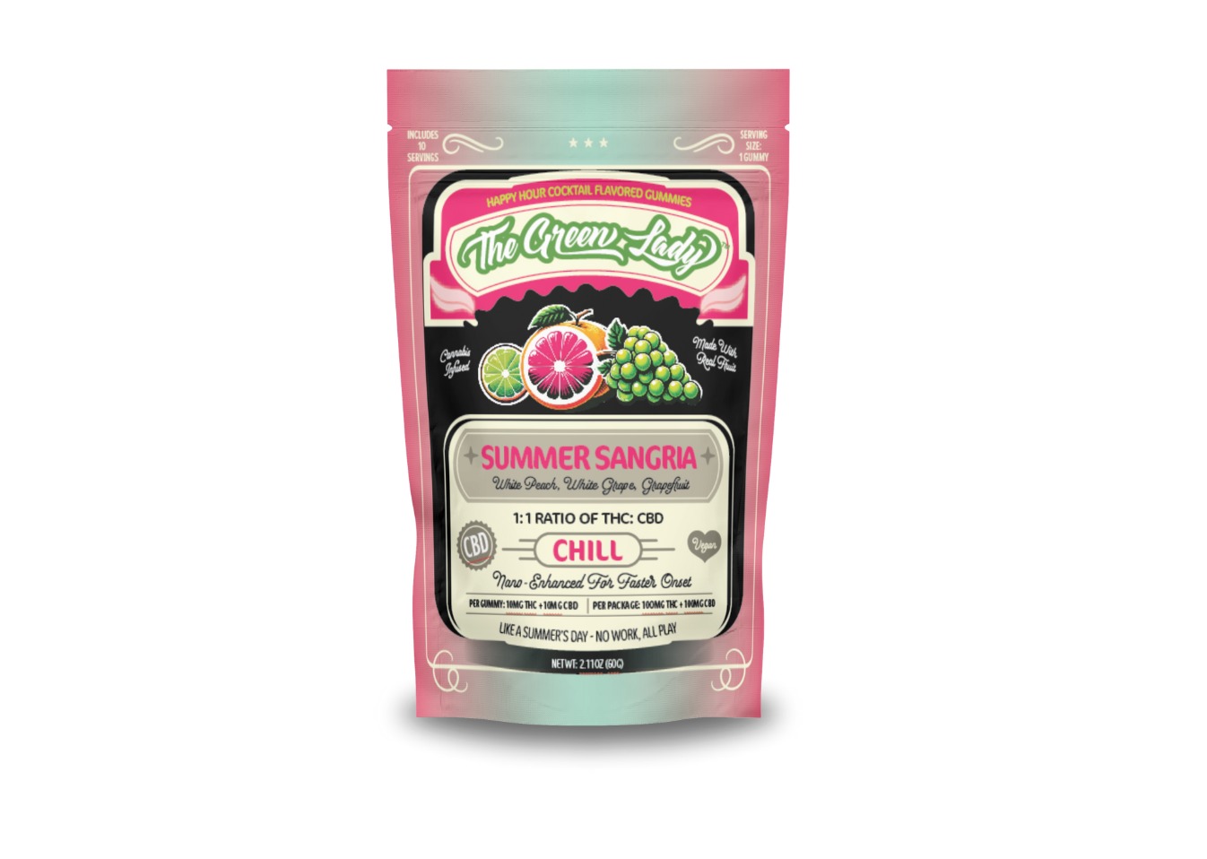 The Green Lady - 10mG Gummy Chill Summer Sangria