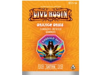 Emerald Sky | Orange Orbit Live Rosin Gummies | 100mg THC/10mg CBD